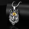 Retro Punk Wolf Totem Wolf Head Trendy Devil Eyes Men's Pendant Necklace