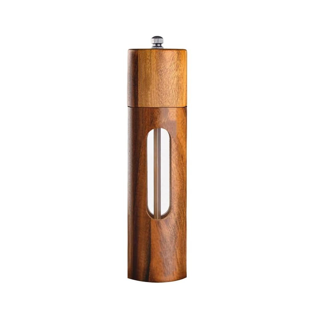 Wooden Salt and Pepper Grinder,8 Inch Manual Pepper Mill Adjustable Coarseness Refillable,Acacia Wood Pepper Shakers for Kitchen