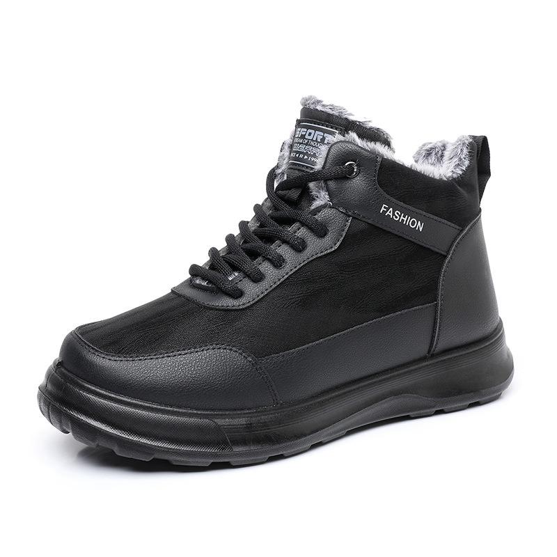 Men's Fleece Warm Snow Boots, Men's Casual and Comfortable Soft-soled Anti-slip Shoes