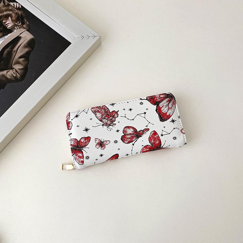 2024 Korejská peněženka Butterfly Print: Stylová, jednoduchá spojka s jednoduchým zipem