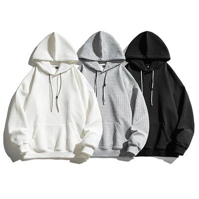 Hooded Drawstring Spring and Autumn New Pullover Jacket Solid Color Casual Sports Loose Trend Long-sleeved Hooded Sweatshirt for Men