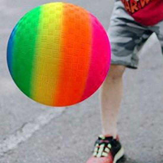 [KaroKak] Rainbow Ball Rubber Ball Playground Ball Dodgeball Kickball Kick Baseball Toy Park Kids Play (Rainbow)