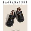 Platform women's autumn new velvet single shoes inner height increase small leather shoes small size 33