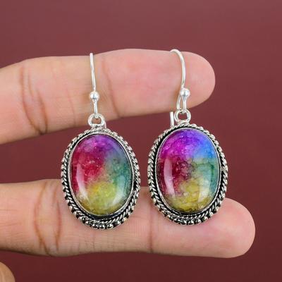 Rainbow Solar Quartz Druzy Earring 925 Sterling Silver Earrings Vintage Gemstone Earring Handmade Jewelry Brand New Earring Engagement Gifts