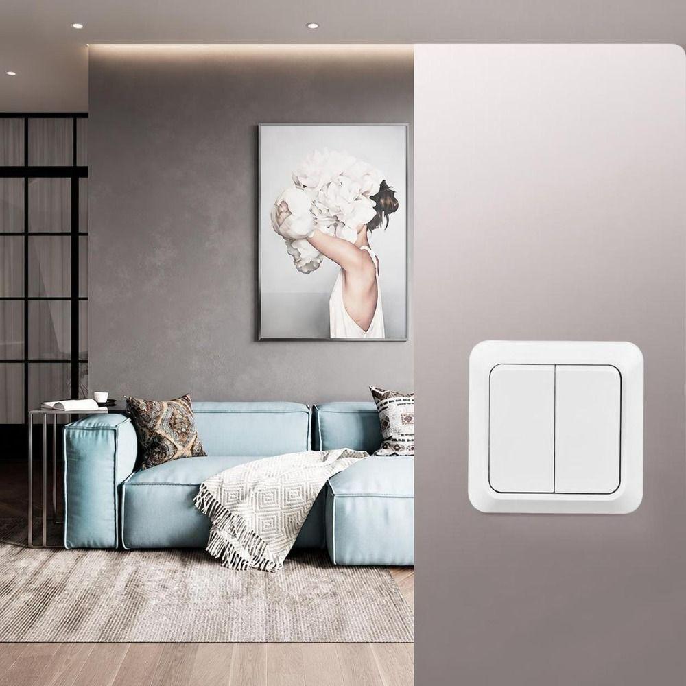 White Wall Switch Wall Surface Mount Power Socket Modern Button Light Switch