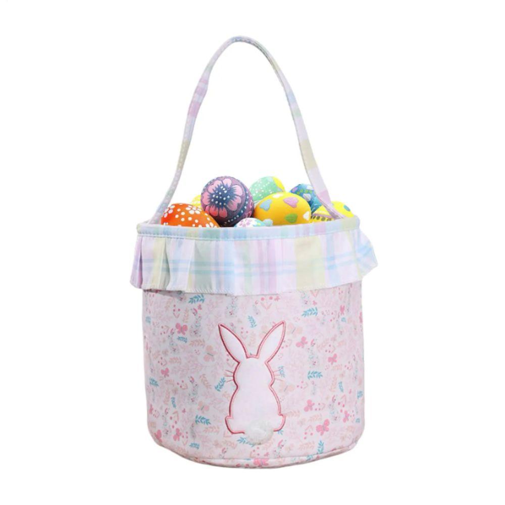 Empty Design Bunny Bucket Pom-Pom Tail Rabbit Basket Children Easter Easter Bunny Basket Kids Gift