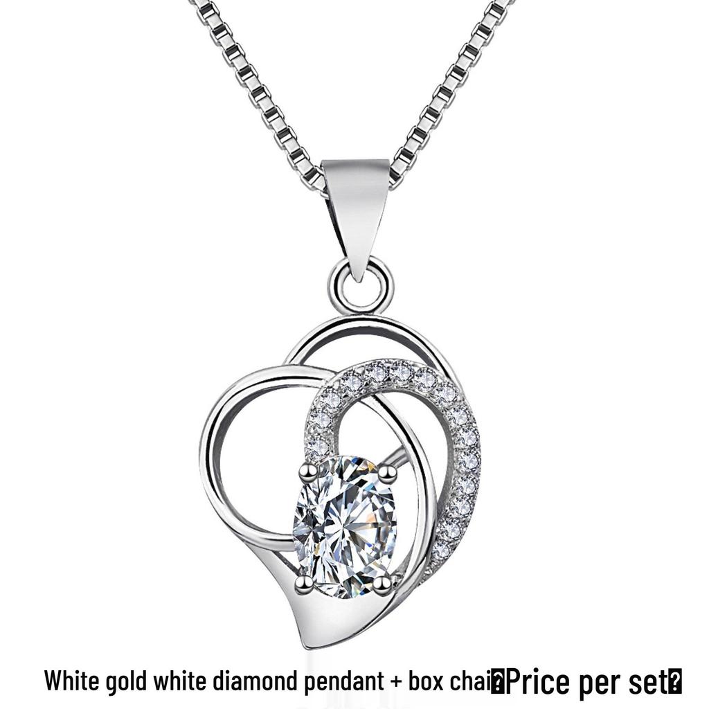 Mingchi Fashion Heart-shaped Blue Topaz Silver Necklace for Women - Simple Korean Clavicle Chain with Natural Crystal Gemstone