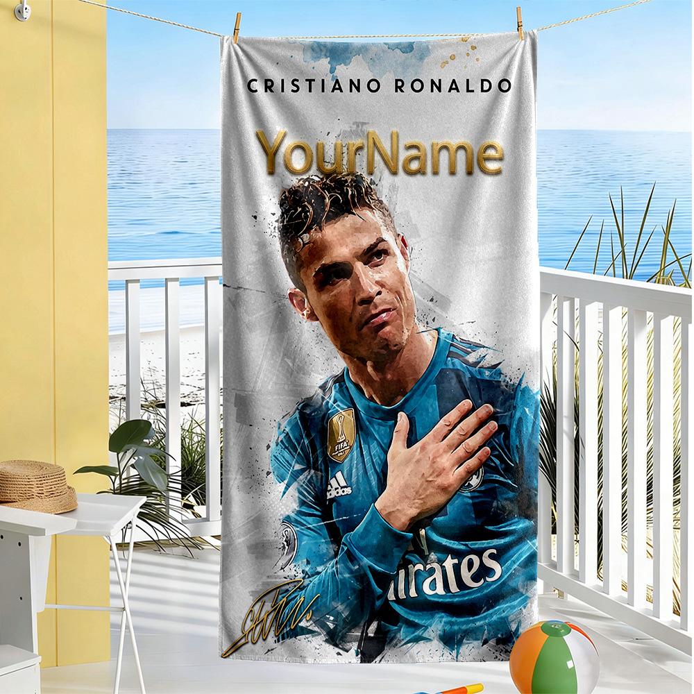 Cristiano Ronaldo Personalized Text Beach Towel Super Soft Microfiber Quickdry Fabric Portable for SwimmingBeachCamping Travel Beach AccessoriesGym