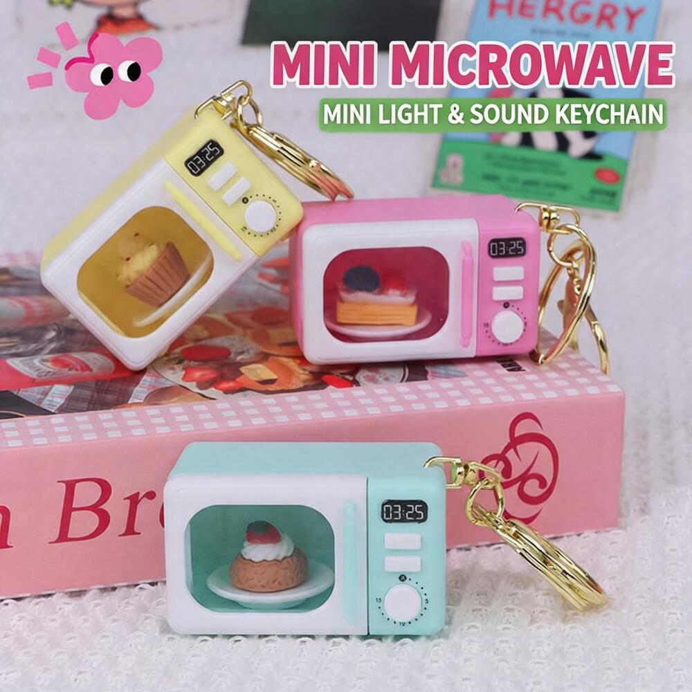 Portachiavi Mini Microonde con Luce e Suono Carino Ciondolo per Borsa da Cucina