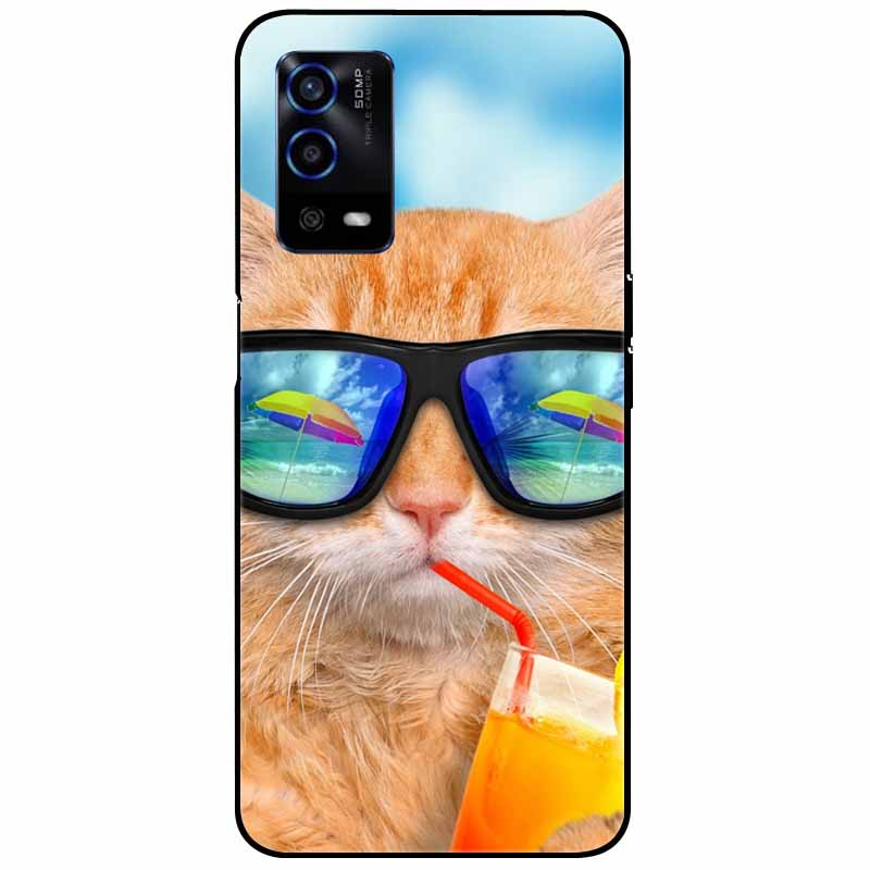 For Oppo A55 4G Case A 55 Silicone Soft Painted TPU Black Cover for Oppo A55 Case CPH2325 Cute Funda Coque for OPPOA55 6.51''