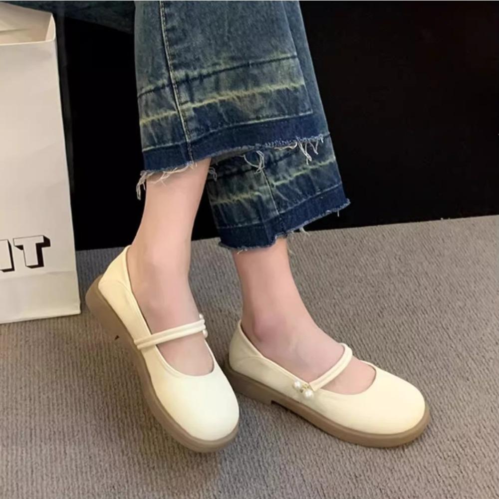 Leather Shoes for Women's 2026 New Spring/summer Flat Bottomed Loafer Leather Shoes Leather Mary Jane Pumps for Women