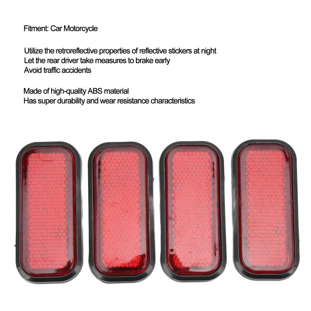 4 ks Obdélníkový reflektor   Reflexní samolepka ABS   pro Auto Motocykl