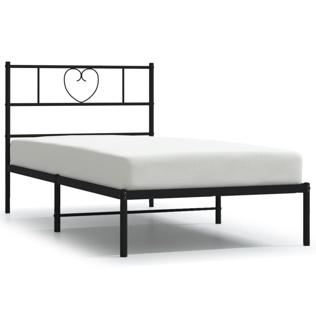 Vidaxl Metal Bed Frame with Headboard, Black, 80X200 Cm