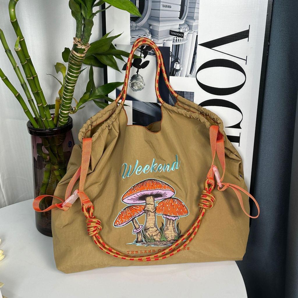 GUANchain Umweltfreundliche Damen-Handtasche: Exquisite gestickte Nylon-Einkaufstasche mit einer Schulter
