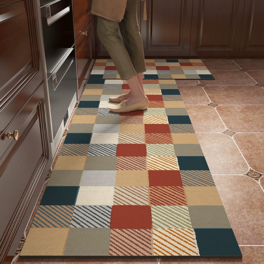 Non-slip Kitchen Floor Mat PVC Leather Washable Carpet Oil-proof Waterproof Mats Long Strip Runner Rugs Tapis Cuisine