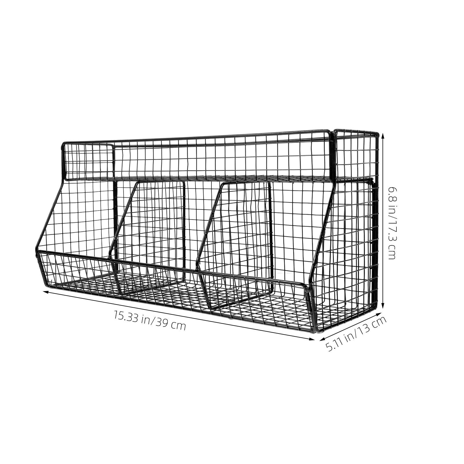Wall Fruit Onion Basket Wall-Mounted Metal Wire Storage Basket Kitchen Vegetable Ginger Garlic Holder Kitchen Storage Organizer чёрный
