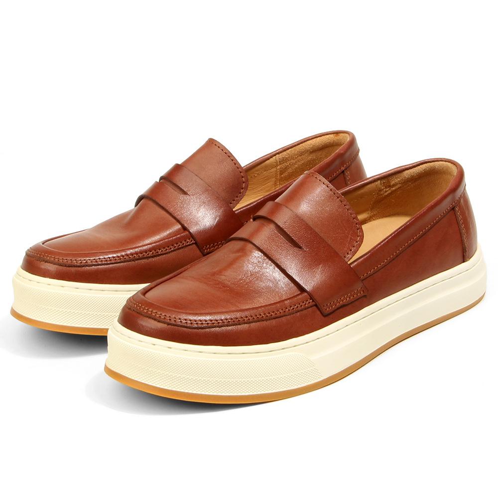 139-4 Washed Leather Loafers One-Pedal Men'S Shoes Retro Old Leather Shoes Men'S Casual Shoes Board Shoes