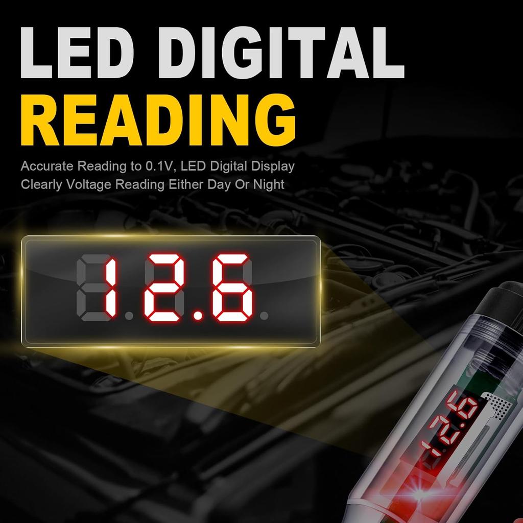 Automotive Test Light 5-90V Digital LED Circuit Tester With Voltage Display, Auto Bidirectional Light Tester, Electrical Voltage Tester With Extended