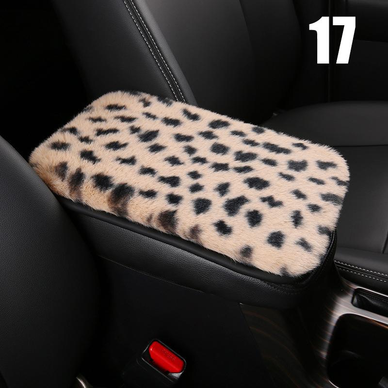 3 Stück/Set Winter Leopard Muster Plüsch Auto Lenkradbezug Schalthebelbezug Handbremsbezug Auto Schutzpolster Innenraum