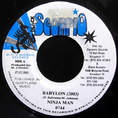 7inch Record NINJAMAN - Babylon 0744 Black Scorpio 2003 Jamaica Reggae, Ska & Dub Used