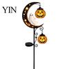 Holiday Seasonal Lawn Decor Solar Halloween White Ghost Pumpkin Moon Garden Stake Light, Waterproof LED Creative Gifts for Home Yard Decoration,