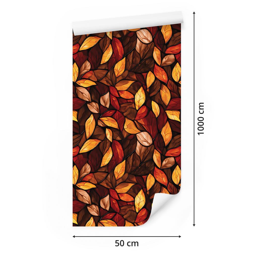 Rust, Burgundy and Orange Stained Glass Wallpaper for Living Room and Bedroom 50x1000