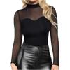 European & American Sheer Mesh Bodycon Turtleneck Bodysuit – Sexy Thin Long Sleeve Women's Base Layer