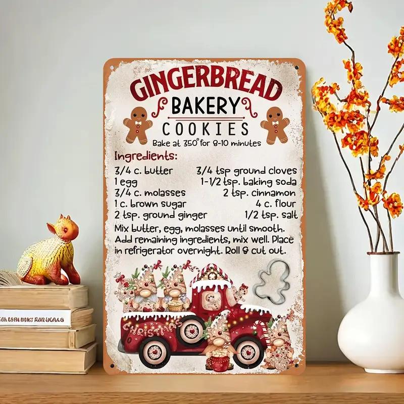 

Vintage Christmas Gingerbread Bakery Aluminum Sign Rustic Metal Wall Decor for Home Bar Outdoor Spaces Metal Tin Sign Crafts 20x30cm（7.8x11.8inch）