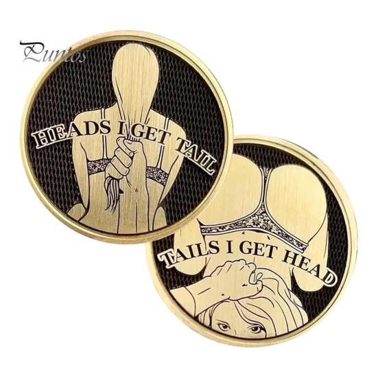 Adult Love Challenge Mynt Sexy Heads And Tails Mynt Dobbeltsidige voksen Mynt Hoder Jeg får hale og haler Jeg får Head Lucky Token Prank Gift for Men