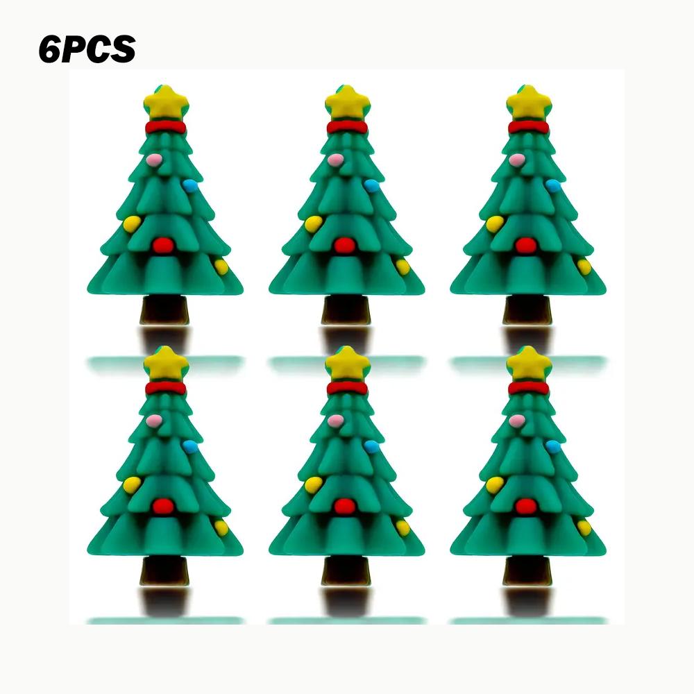

6/25PCS Christmas tree series silicone bead set, perfect for DIY handmade crafts such as keychains, necklaces, bracelets, etc
