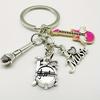 Music Lover Keychain: Drum Kit, Musical Notes & Microphone Pendant