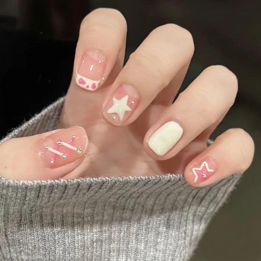 

Light Blue Moon & Stars Nail Art Patches - Medium-Long, Removable