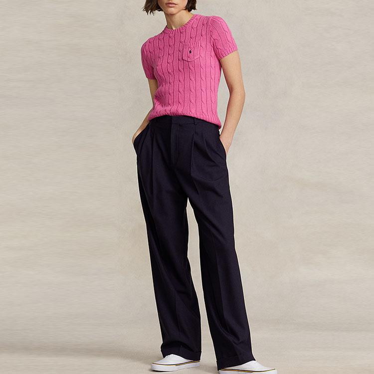 Polo Ralph Lauren SS23 Solid Color Casual Crew Neck Short Sleeve Knit Top Women Tops Pink WMPOSWENC020682-650