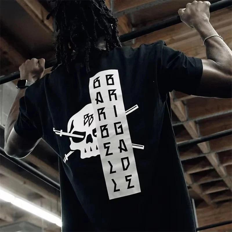 

New Graphic Printed Oversized Cotton T-Shirt Gym Casual Streetwear For Men Women L