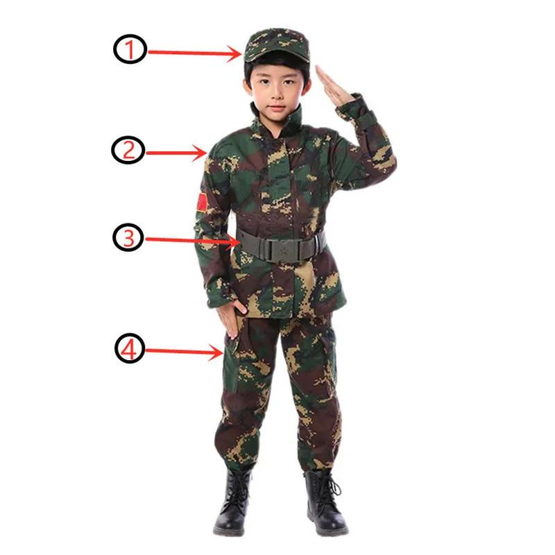 Jongens Camouflage Kostuum Outfit Kinderen Leger Soldaat Verkleedkostuum voor Feest School Gymnastiek Kostuum Bevat Speelgoed Cadeaus 100