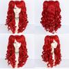 Lolita Cosplay Wig With Double Tiger Clips Red Long Curly Synthetic Hair For Anime Costumes