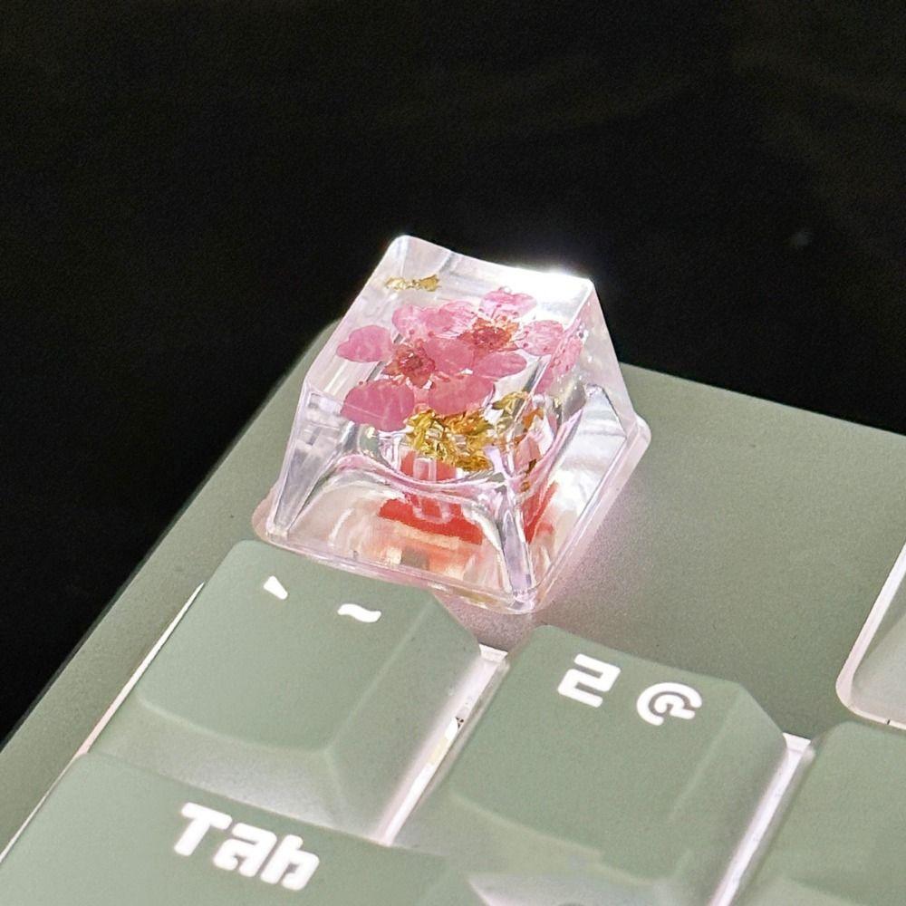 Translucent Dried Flower Keycaps Gypsophila Dried Flower Mechanical Keyboard Keycap Decoration Handmade Resin Keycap
