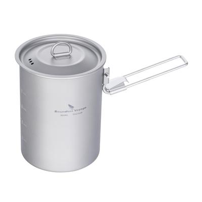 Boundless Voyage Titanium Cooker 900ml Suitable for Direct Folding Outdoor Camping Cooking with Storage Bag Mug, Flame, Lightweight, Compact, Handle,