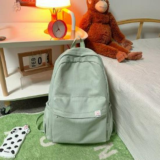 

Japanese-Style Cute Solid Color Backpack for Girls and Women, Korean Version, Large Capacity for Middle and High School Students зелёный