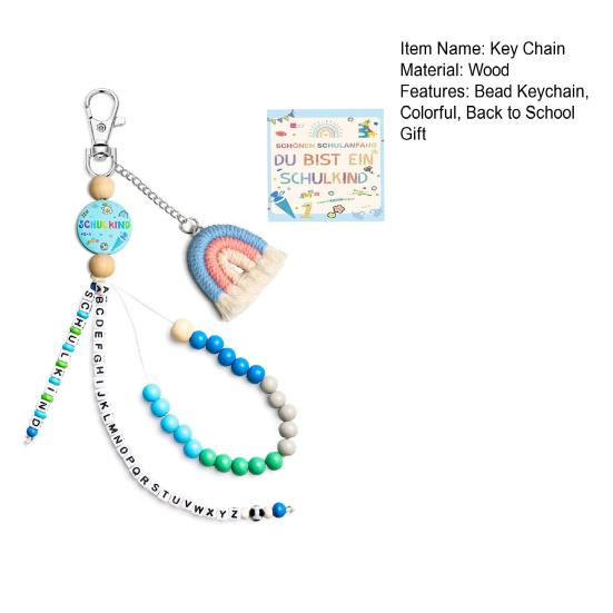 Key Chain Keychain with 26 Letter Beads Colorful Beaded School Bag Charm