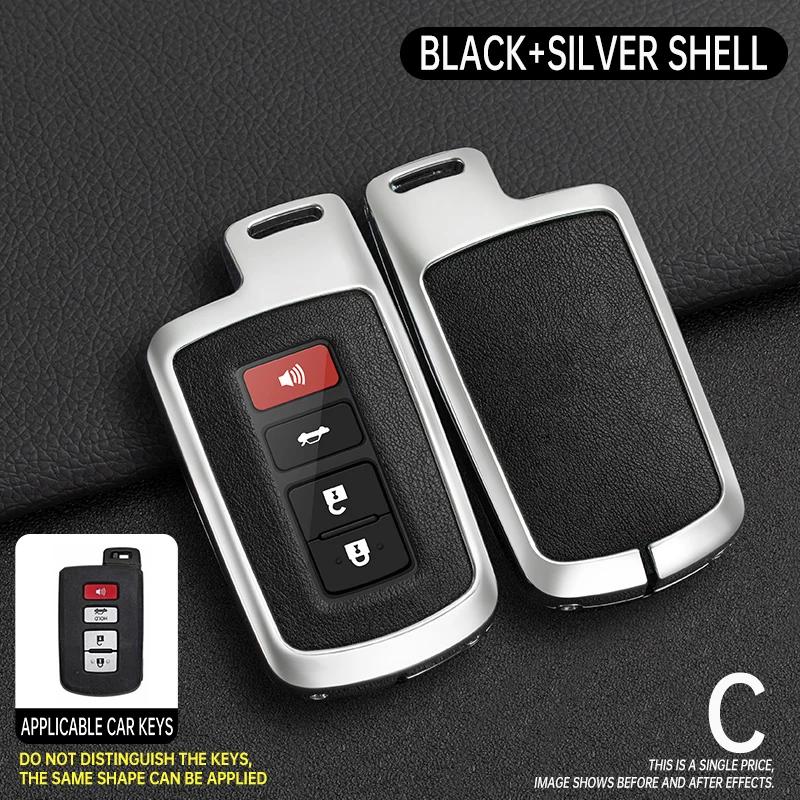 Metal Leather Car Key Case Cover For S0 Prius CHR Aygo Corolla Yaris RAV4 Camry Land Cruiser Highlander Prado Auris Avalon JH0