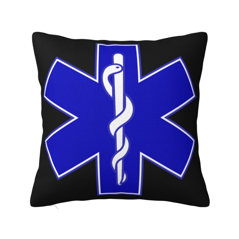 Star Of Life Pillow Case Decoration Luxury Emt Paramedic Medical Cushions for Sofa Square Pillowcase 30x30cm 12x12in