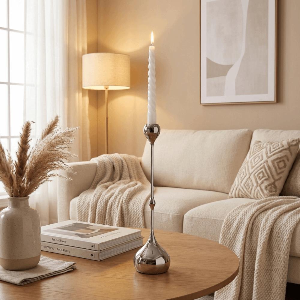 Centerpiece Decor Romantic Candle Holder European Style Luxury Metal Candlestick Silver Table Decoration Fine Dining
