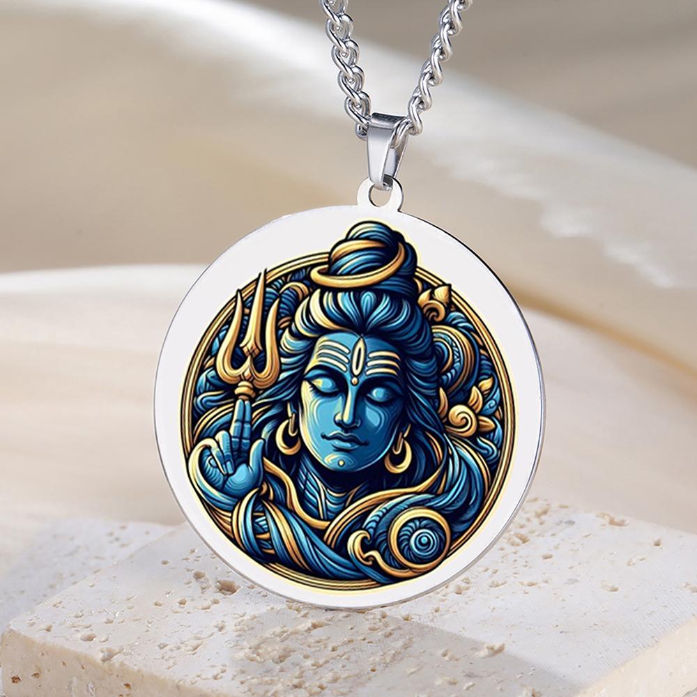 Dawapara Lord Shiva Trident Necklace Hindu God Hinduism Protection Spiritual Amulet Stainless Steel Jewelry Yoga Gift