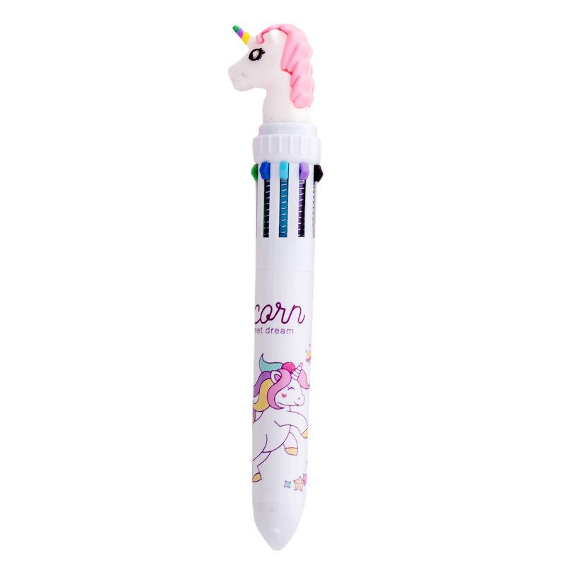 Korean Cartoon Dinosaur & Hippo 10-Color Multifunctional Ballpoint Pen for Students