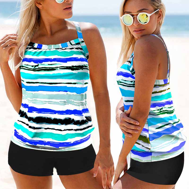 2024 Sexy Print Two Piece New Swimsuit Tankini Large Size Swimwear Women Flower Vintage Bodysuit Swim Beachwear Bathing Suit