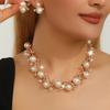 European and American Fashion Imitation Pearl Alloy Necklace Earrings Set Jewelry