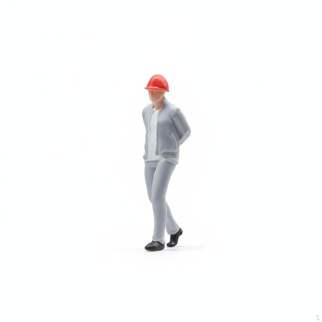 1:64 Scale Worker Figurine Molded Hard Hat Figure Realistic Standing Construction for