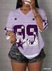 NUMMER 99 Sport T-Shirts Damen USA Stadt Aufdruck Kleidung Sommer Locker Übergröße T-Shirt oversize Kurzarm Freizeit Oberteile