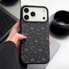 Navy Blue Blossom Print Protective Soft TPU Leather Texture Cover For iPhone 17 Pro Max Air 16e 15 14 13 Shockproof Case